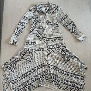 Ganni Blakely Black and White Floral Scandinavian scarf maxi dress!